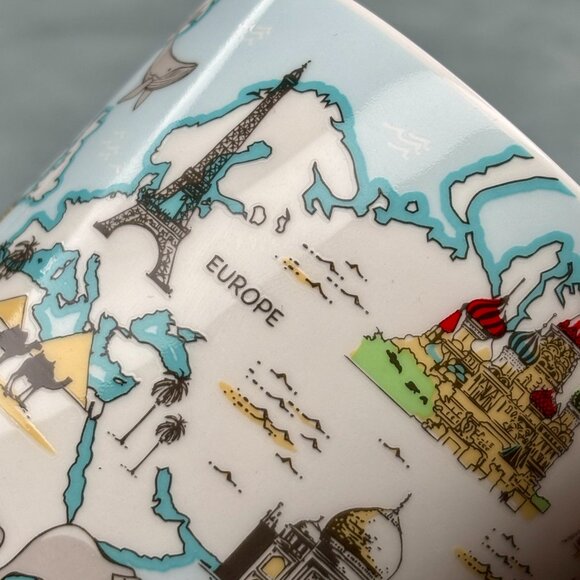 Rare Tiffany & Co Bone China Coffee Mug with World Map Motif - Picture 3 of 5